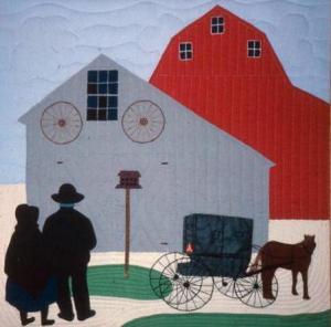Amish Farmyard by Ami Simms (22" x 22")